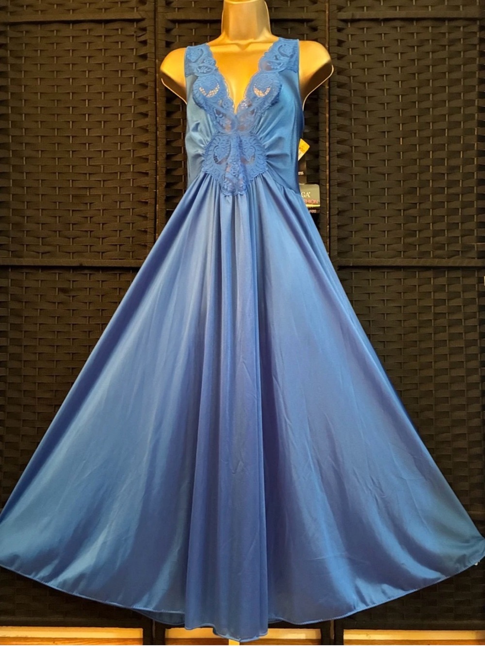 Olga Royal Blue Satin Maxi with Lace Bodice